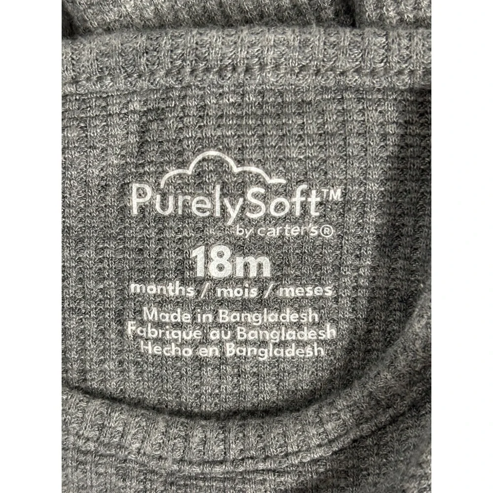 Carters Baby Bodysuit Lot 2pc Grey Waffle Knit & Highland Cow White 18M